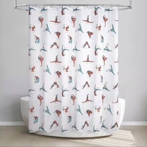 Allure Yoga Pose Shower Curtain - White, Red, Blue